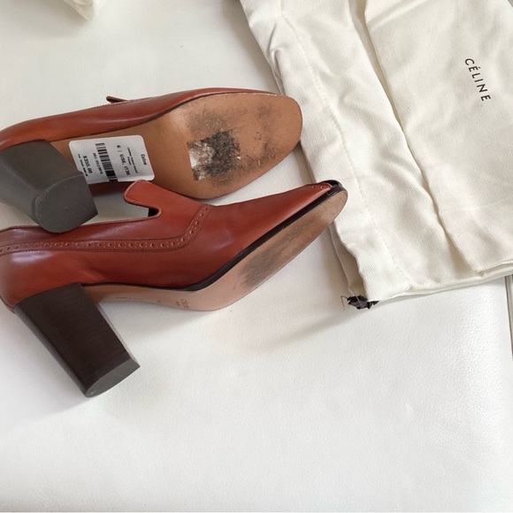 Celine Leather Brown Peep Toe Pump 80 SZ 6/36 - Picture 9 of 12